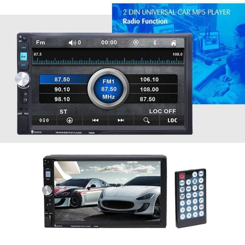 7 дюймовый сенсорный экран 7080B автомобильное радио 2 Авто Аудио плеер стерео bluetooth
