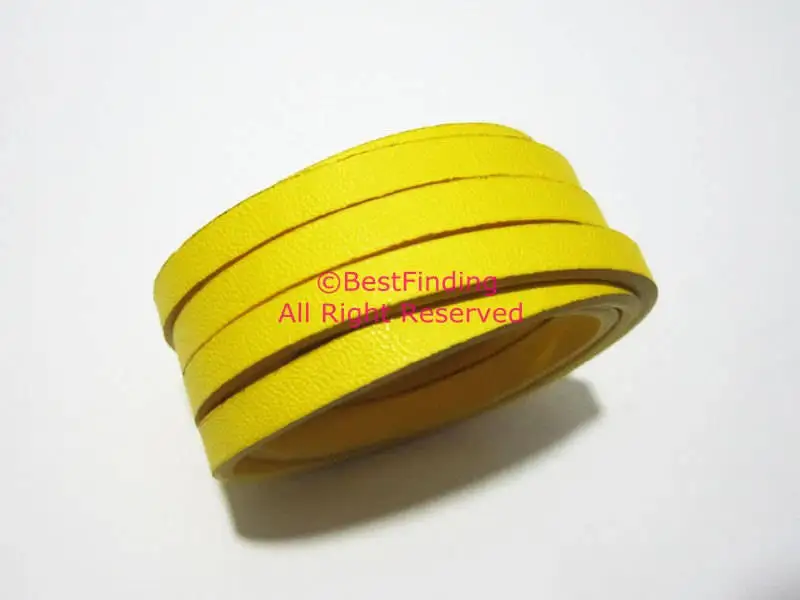 

5x2mm Yellow leather cord Pure color 5mm flat leather cord