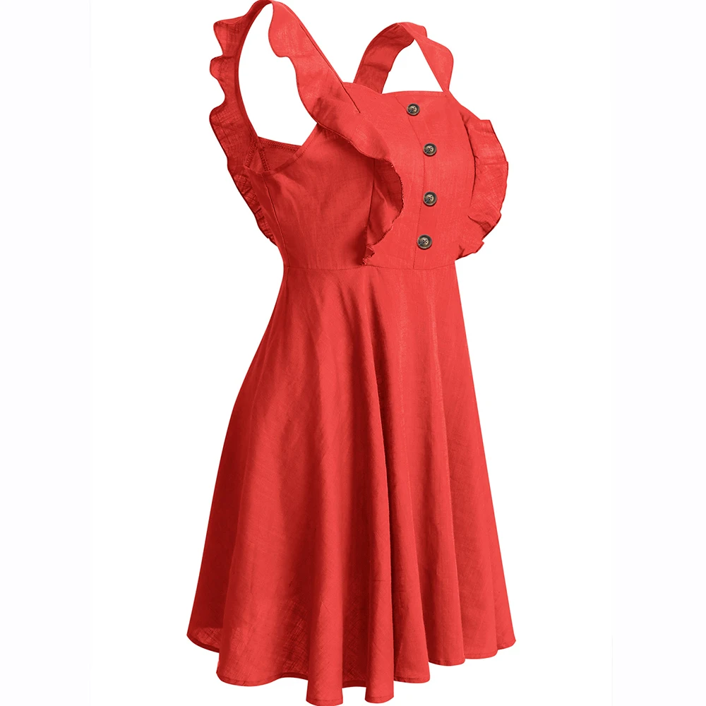 Женское платье с оборками Berydress зеленое хлопковое мини-платье трапециевидной
