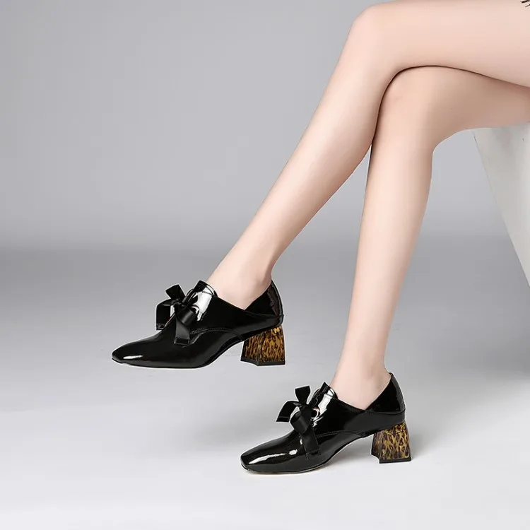 Женские туфли из коровьей кожи на шнуровке с квадратным носком|Женские туфли| |