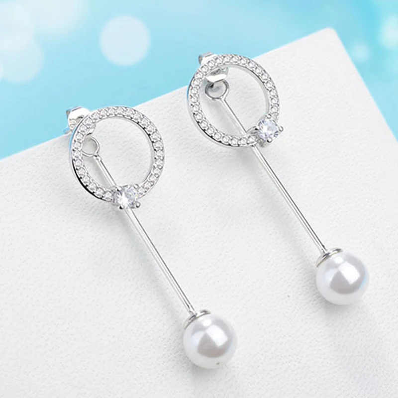 

YAOLOGE 925 Sterling Silver 2021 New Pearl Round Pendant Earrings Ladies High Quality Accessories Wedding Party Jewelry Gifts