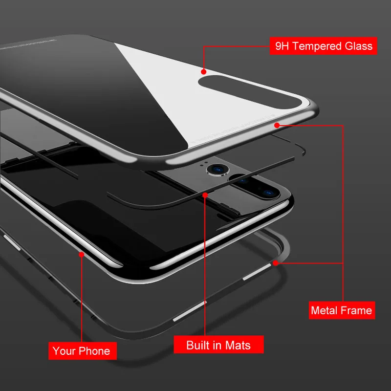Case Huawei P20 Lite Magnetic Anti-knock Cover For Pro Aluminum Alloy Frame And Tempered Glass Back |