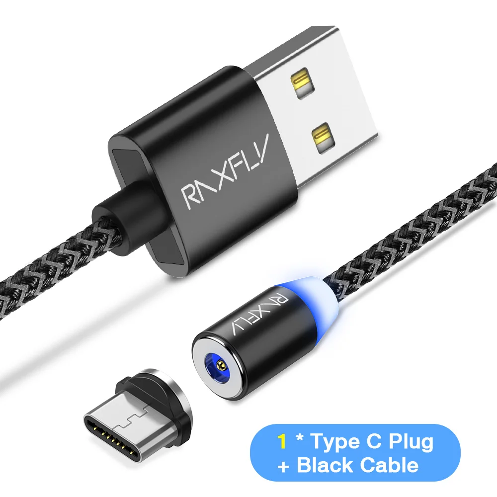 Black 1 Cable 1 Plug Raxfly Магнитная Зарядное устройство USB кабель для samsung A5 Магнит Micro кабель типа USB-C для iPhone 5 5S зарядки кабель Lightning/USB магнитная зарядка - Цвет: Black 1 Cable 1 Plug