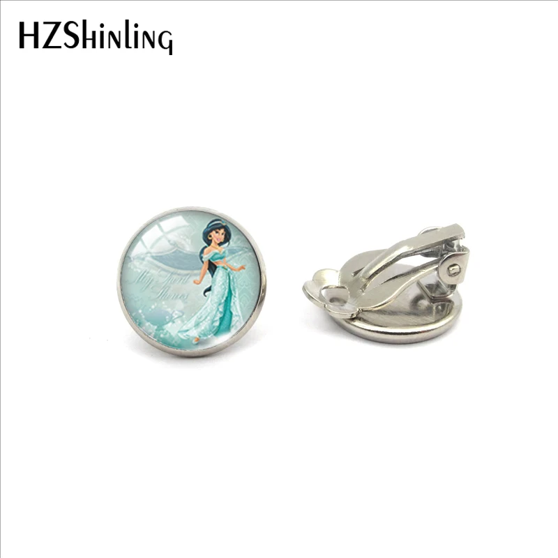 3-Silver Модные сказочные серьги-клипсы с кабошонами из стекла в стиле принцессы Эльзы, Снежной королевы, ювелирные изделия без проколов, клипсы - Окраска металла: 3-Silver