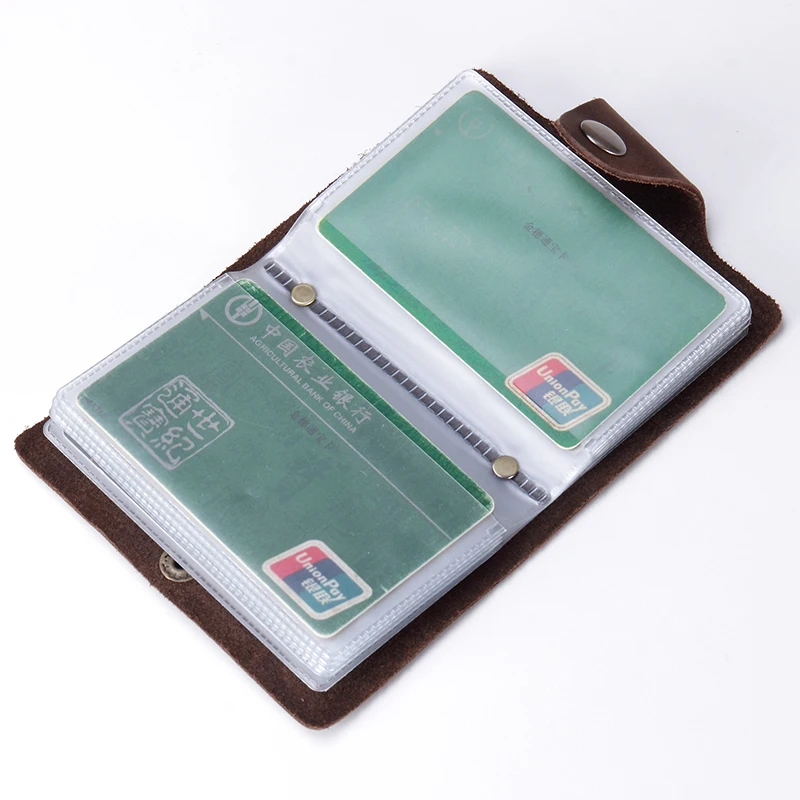 

ZLON Men Crazy Horse Genuine Leather Business Casual Multi-Card Slot Credit Card ID Holder Hasp Card Holder (Random Colors)K107