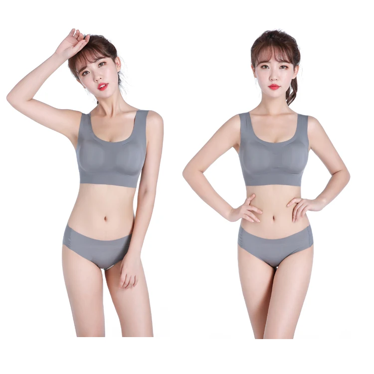 100 pcs Seamless Ice Silk Bra Women Ultra Thin Sleep Bra Fashion Wire Free Intimates Bralette Massage Padded Bra