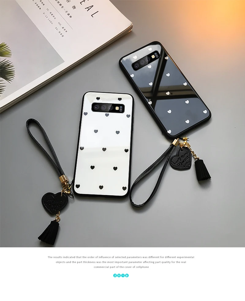 BONVAN для samsung Galaxy s10 plus, чехол из закаленного стекла с сердечком, чехол для samsung Galaxy S10 Lite S10 e, ремешок с кисточкой S10, чехол