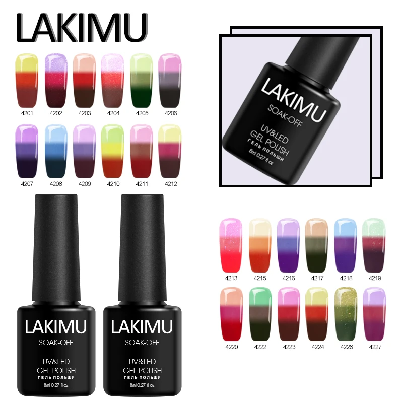 LAKIMU красочные Температура изменение УФ гель для ногтей Светодиодный Гели Soak Off