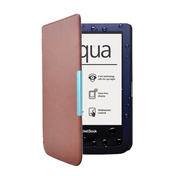 Чехол-книжка из кожи smart cover для Pocketbook aqua 640 ereader + протектор экрана стилус |