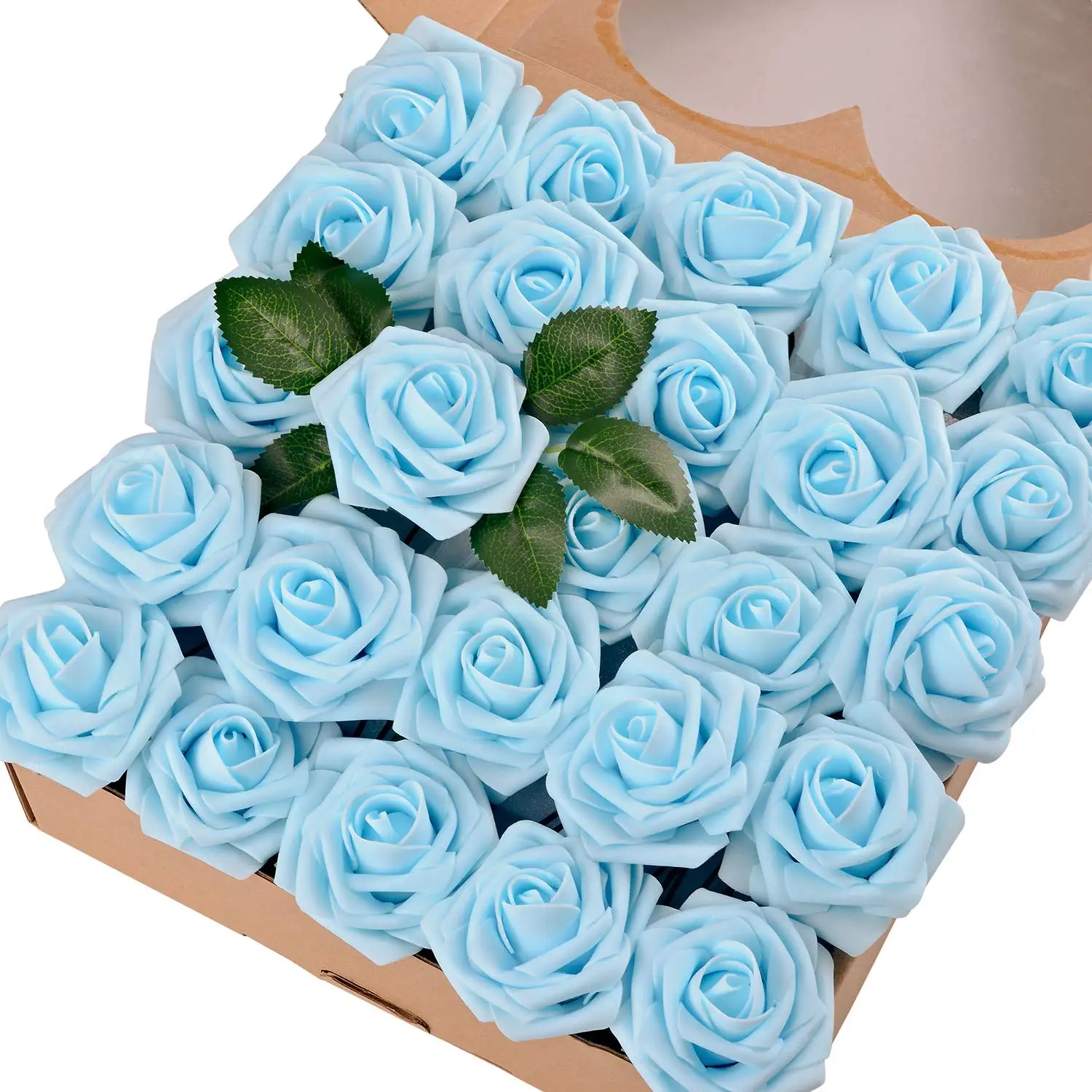 Light blue Лидер продаж, искусственная Роза, Подарочная коробка на День святого Валентина, 50 шт., настоящие румяна, искусственные розы для рукоделия, свадебные букеты, центральные украшения, свадебный душ - Цвет: Light blue