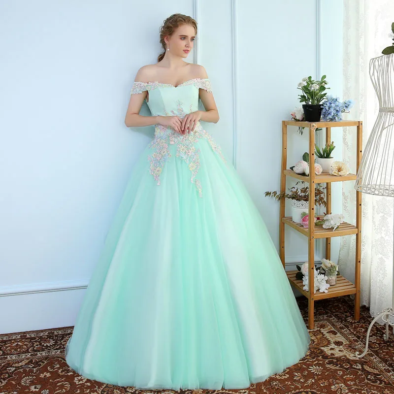 Ruthshen мятно зеленые платья для Quinceanera 2020 бальные с открытыми плечами маскарада