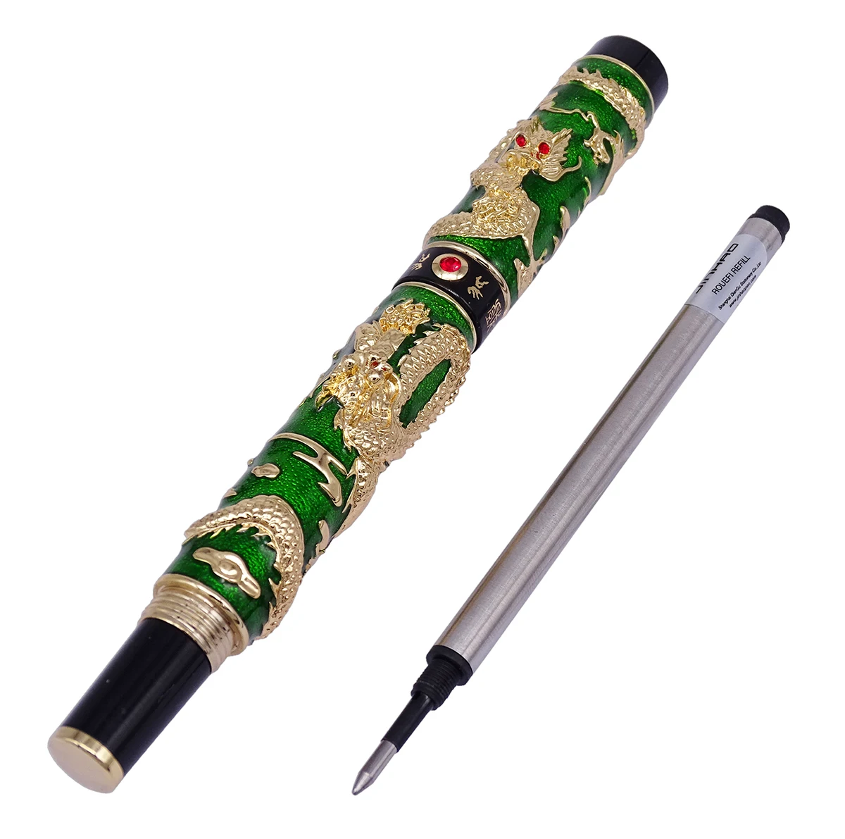 Роскошная ручная Шариковая ручка Jinhao, зеленая перегородчатая ручка с двойным драконом, подарочная ручка для бизнес-выпускника