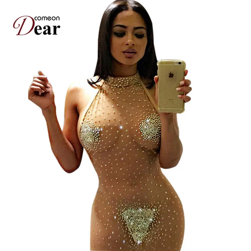 Эротическое мини платье Tenue с жемчугом RK80244 Клубная одежда для вечеринок и ночных