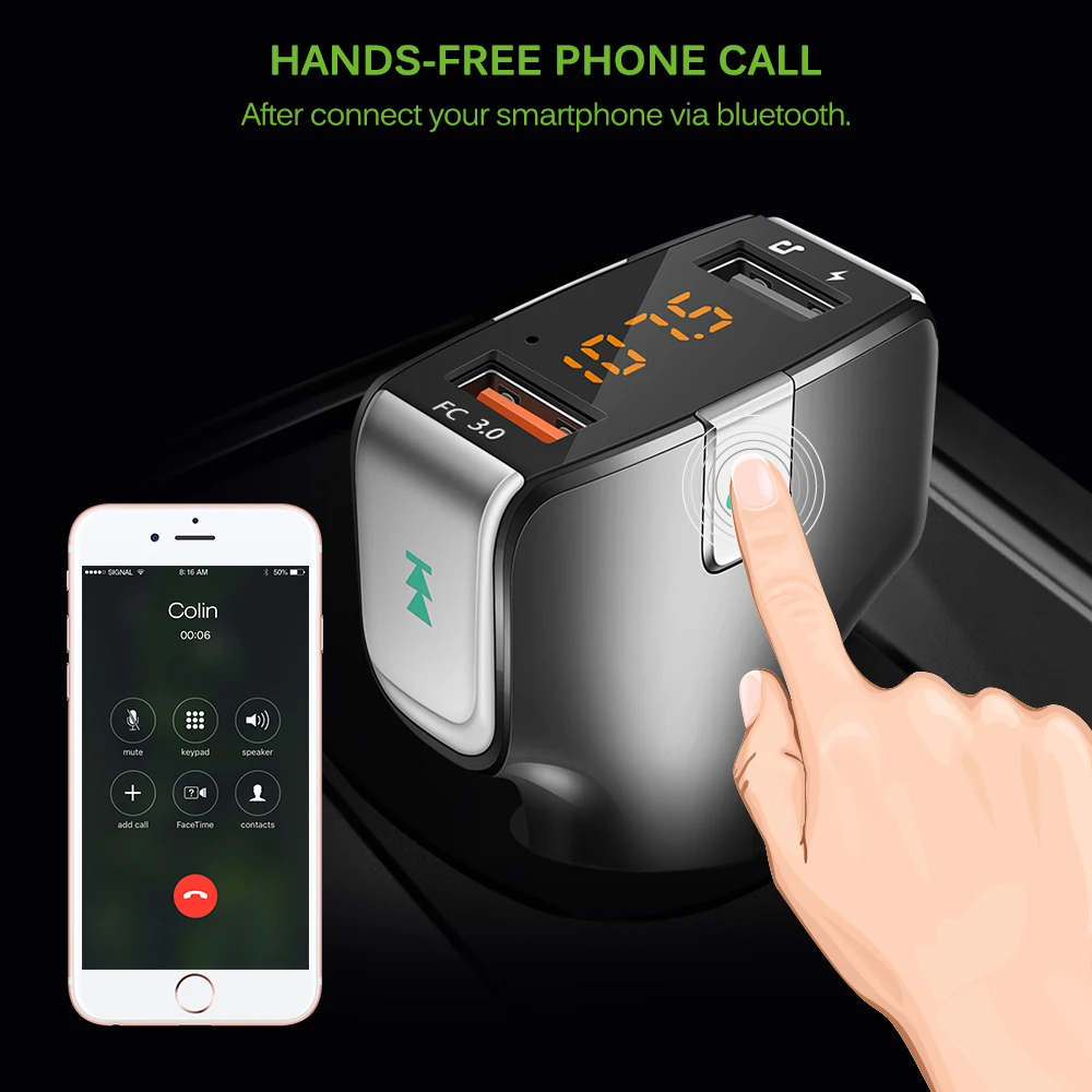 

Multifunctional Wireless FM Transmitter Bluetooth Hands-Free Car MP3 Player Fast Charge 3.0 5V USB Car Charger Car Electronics