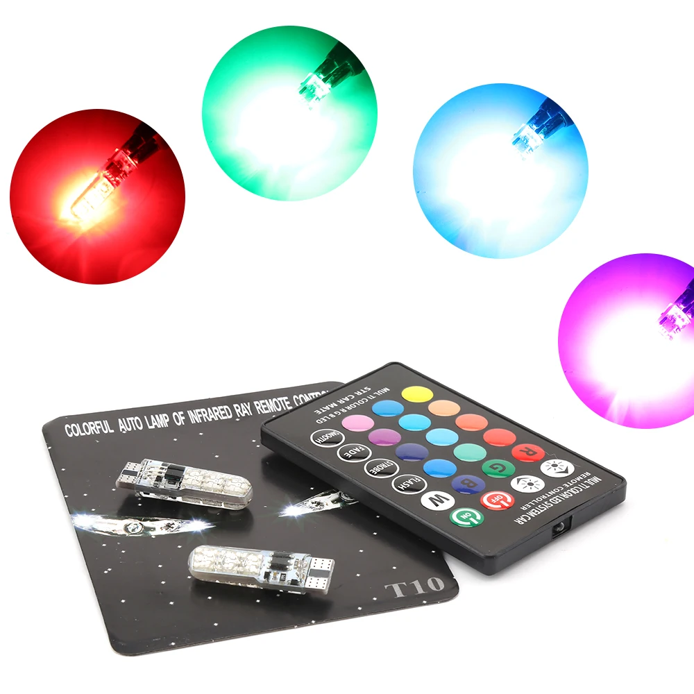 2 предмета/1 комплект 12V T10 светодиодный W5W 5050 SMD авто RGB внутренний купол Клин для