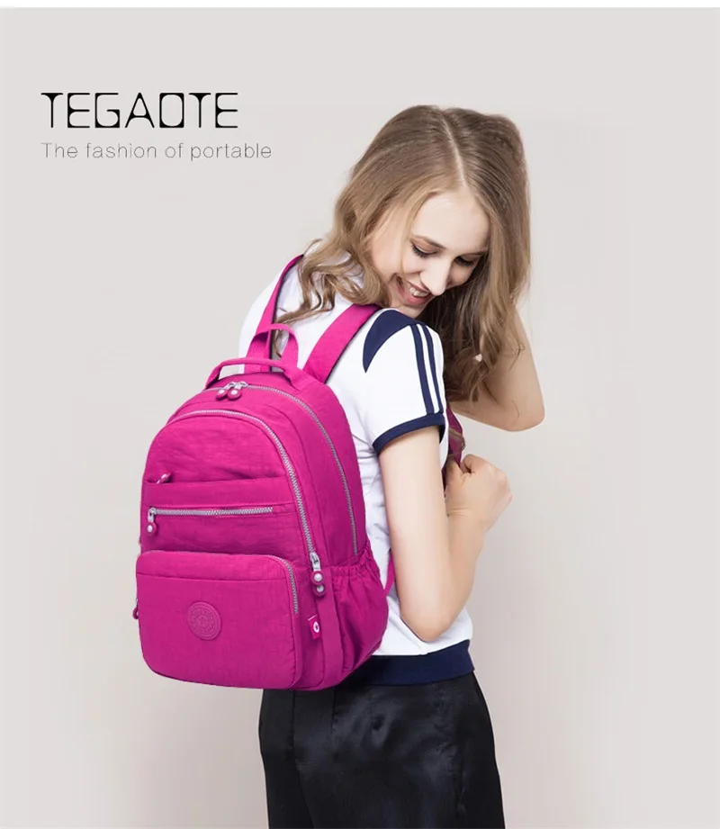 TEGAOTE школьный женский рюкзак, Mochila женские рюкзаки Водонепроницаемая нейлоновая сумка Повседневная дорожная сумка для ноутбука рюкзак для девочки-подростка