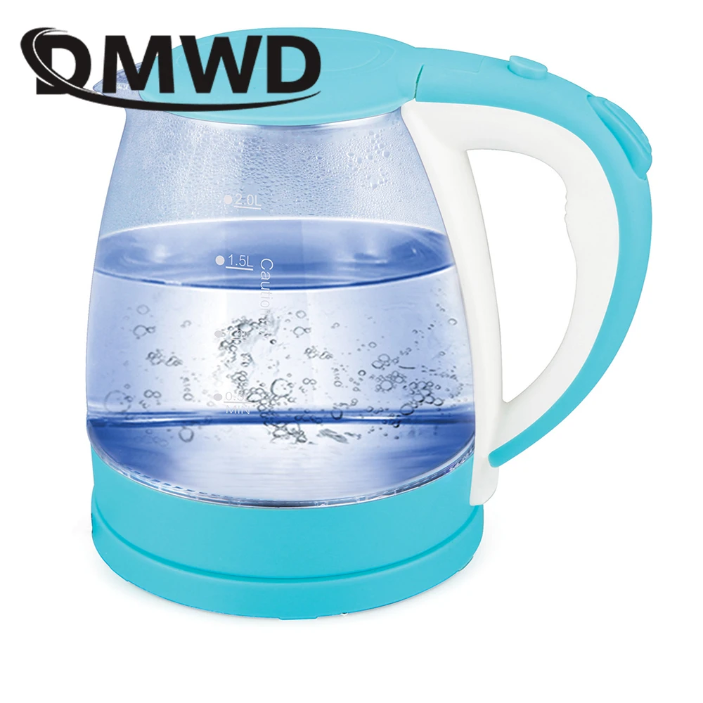 DMWD 2L синий свет прозрачный стеклянный горшок Электрический чайник из