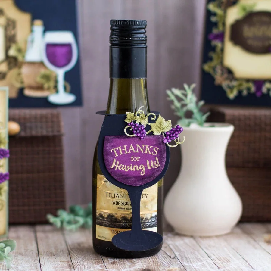 YJ Wine Bottle Tag Metal Cutting Dies Stencils For Card Making Decorative Embossing Suit Paper Cards DIY Dies Scrapbooking