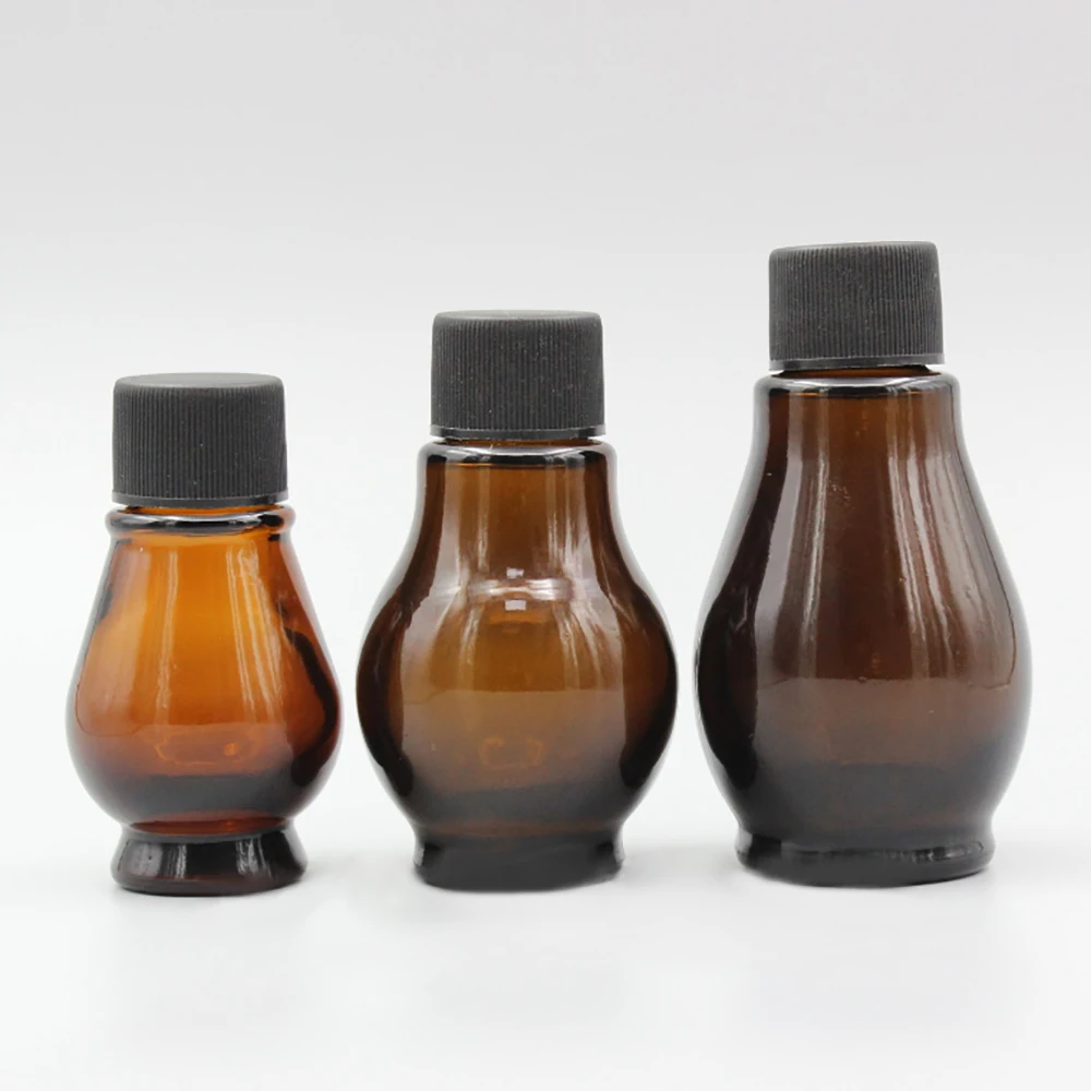 New style 10ml cosmetic bottle amber glass, portable mini essential oil glass bottle with lid