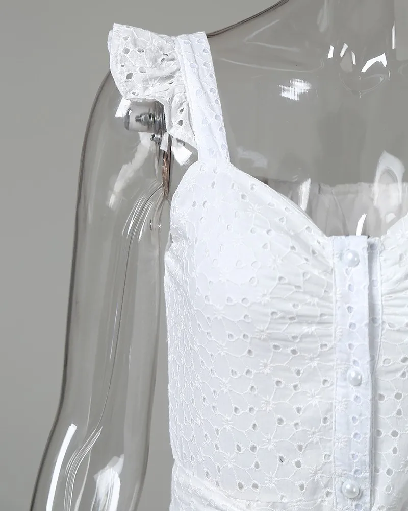 Женское платье на пуговицах с оборками Повседневное без рукавов v образным