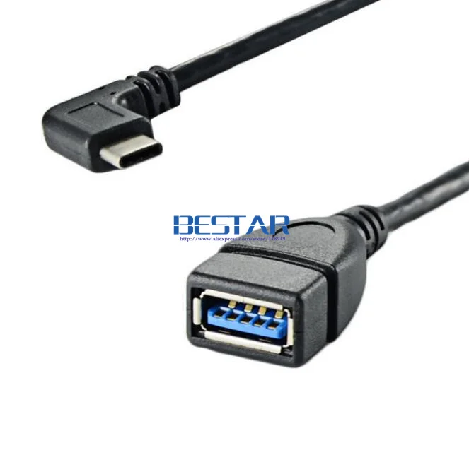 Адаптер OTG (100 шт./лот) двусторонний угол 90 градусов USB 3 1 Тип C к 0 A мама 25 см м для Mac