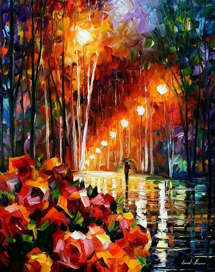 

Abstract Painting landscapes wall art alley of roses Colorful oil paintings Canvas Modern Fine Artwork High quality Hand painted