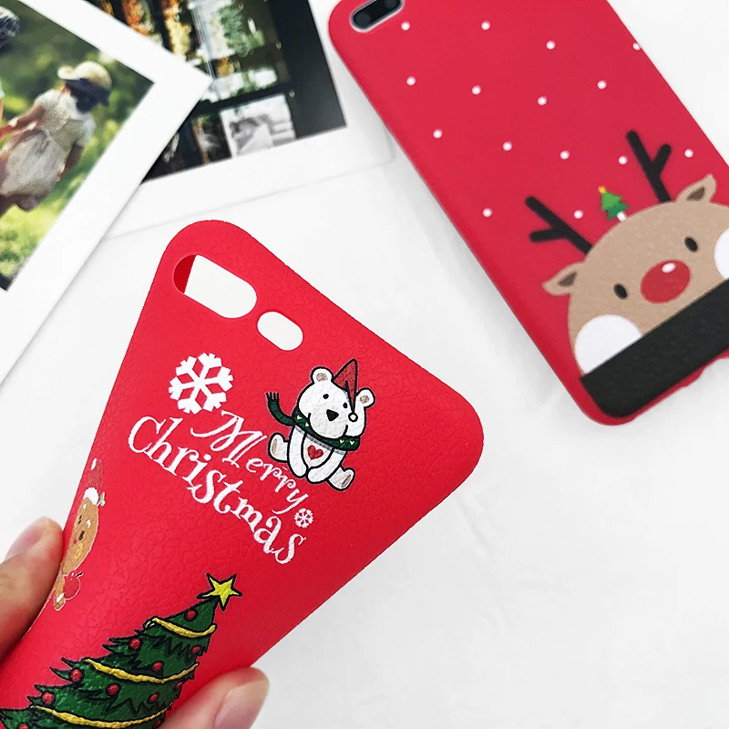 WOTP Christmas Case For iPhone XS Max XR X 6 6S 7 8 Plus New Year Red Santa Claus Soft Phone Merry Tree Cover |