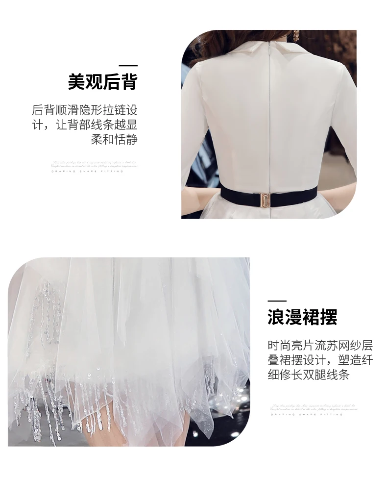 Robe de soiree, новинка, белое короткое платье принцессы с v-образным вырезом для банкета, Простые Вечерние платья, vestido de festa, платья для выпускного вечера