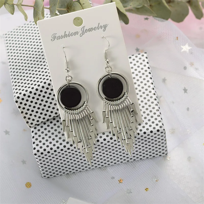 Fashion Bohemian Tassel Metal Earrings Temperament Simple Creative Vertical Geometry for Women Jewelry X146 | Украшения и