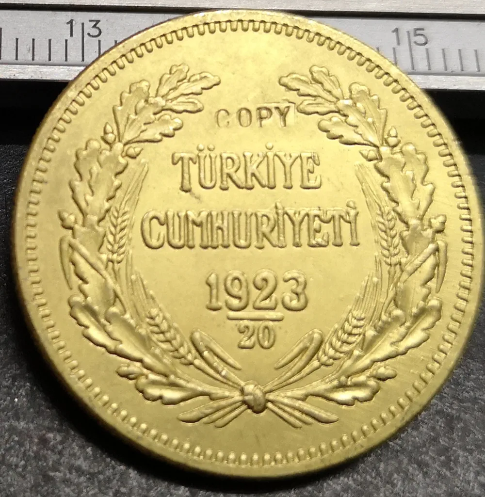 1923(1942) 20 Турция 500 Kurus 22K позолоченная копия монеты 35 мм|coin coins|coin goldcoin copy |