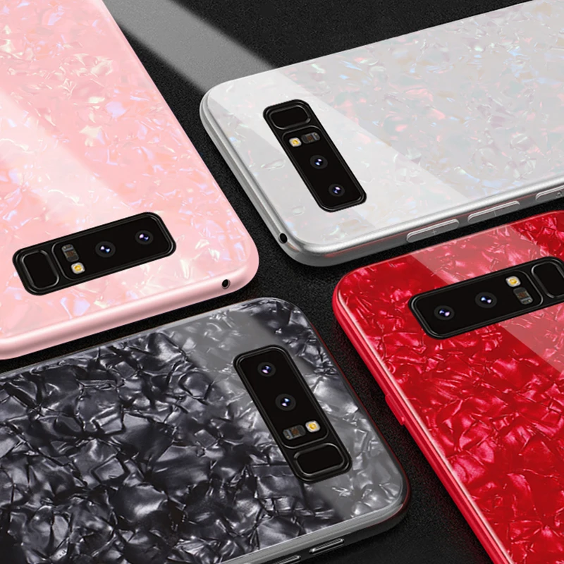 Чехол для телефона из закаленного стекла с раковиной Samsung S9 S8 Plus Note 9 8 глянцевый