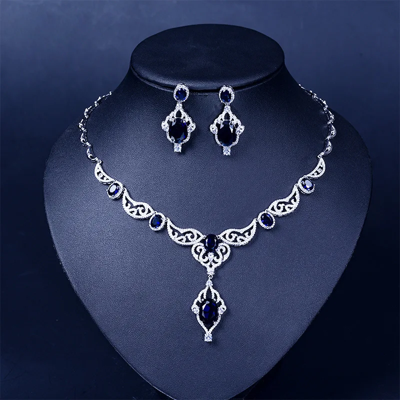 Женский светильник для свадьбы синий в форме яйца циркон ювелирный набор