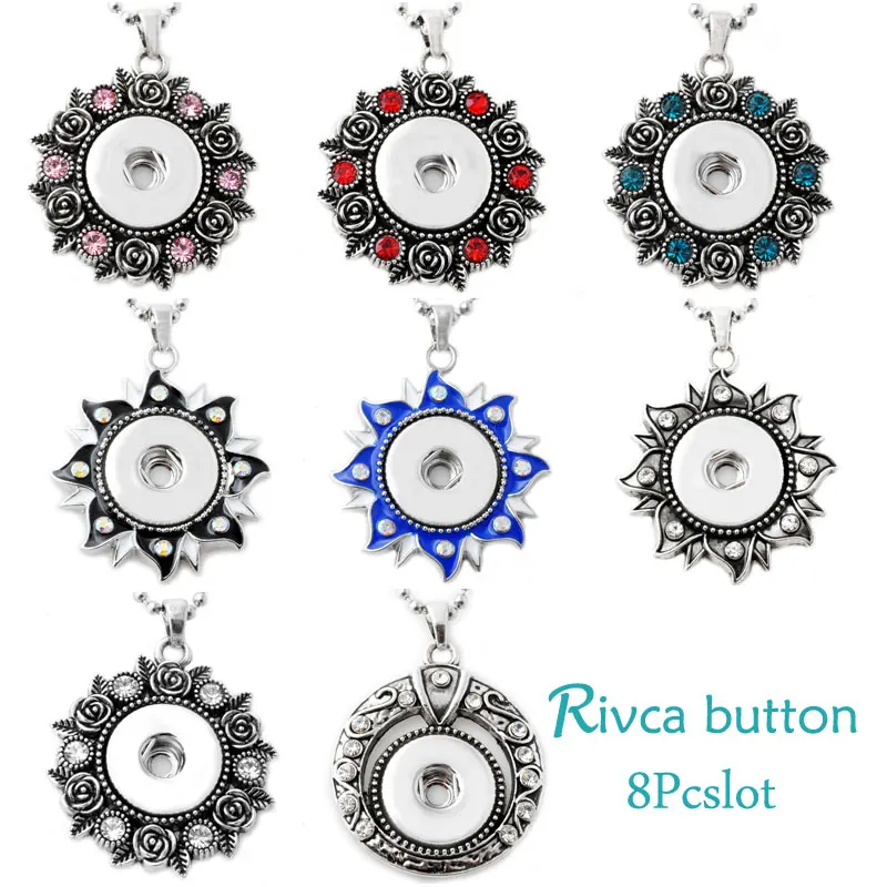 P00638-8 Wholesale Mix Necklace Female's Sweater Fit 18mm Rivca Snap Button Retro snap button Pendant | Украшения и