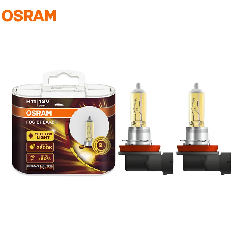 OSRAM H11 12 В 55 Вт 2600K 64211FBR противотуманный выключатель ксеноновый желтый светильник 60% более яркий автомобильный галогенный головной светильник противотуманных фар