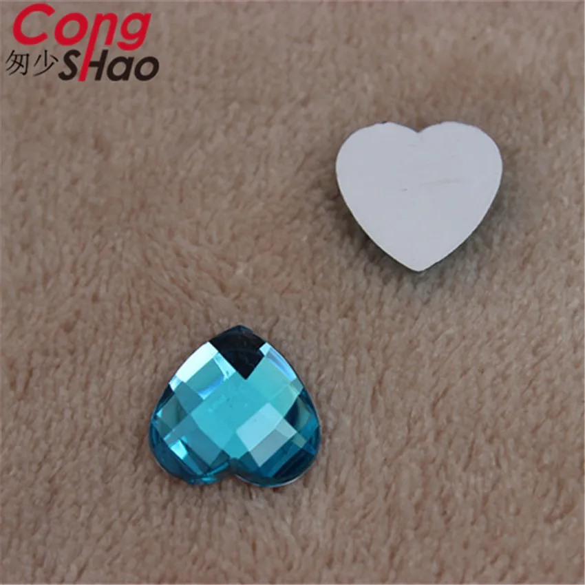 Sky blue Cong shao 200 шт 14 мм акриловое сердце горный хрусталь аппликация камни и кристаллы драгоценные камни плоский задний костюм "сделай сам" кнопки аксессуары CS122 - Цвет: Sky blue