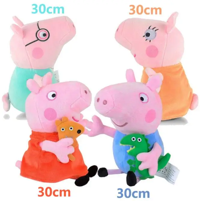30cm Family Подлинный Свинка Пеппа Семья Плюшевые игрушки Свинка Пеппа Джордж Семейные игрушки для детей куклы для хобби и мягкие плюшевые игрушки подарки на год - Цвет: 30cm Family