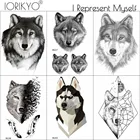 Водостойкие Временные татуировки-наклейки для мужчин, наклейки на руку, грудь, волк, собаку, лисицу, для женщин и мужчин, черные животные, искусственные татуировки сделай сам