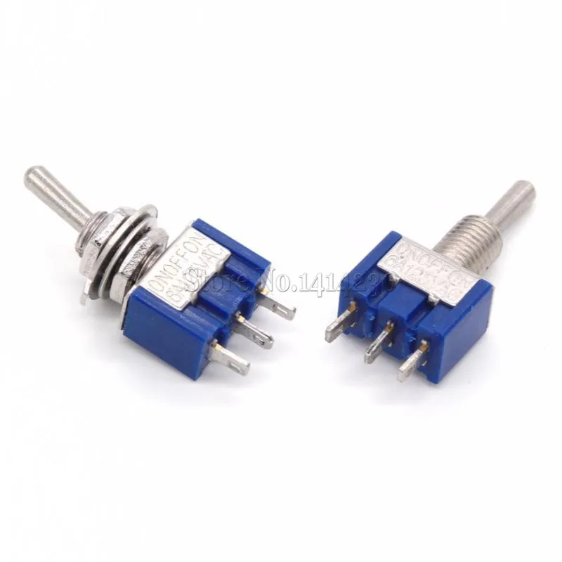 

10Pcs MTS-103 3-Pin ON-OFF-ON 6A 125V 3A250VAC Mini Blue Toggle Switches