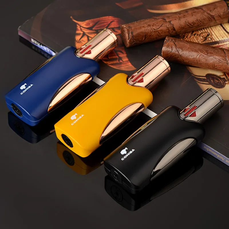 COHIBA четыре факела Зажигалка для сигары ветрозащитный многоразового бутан