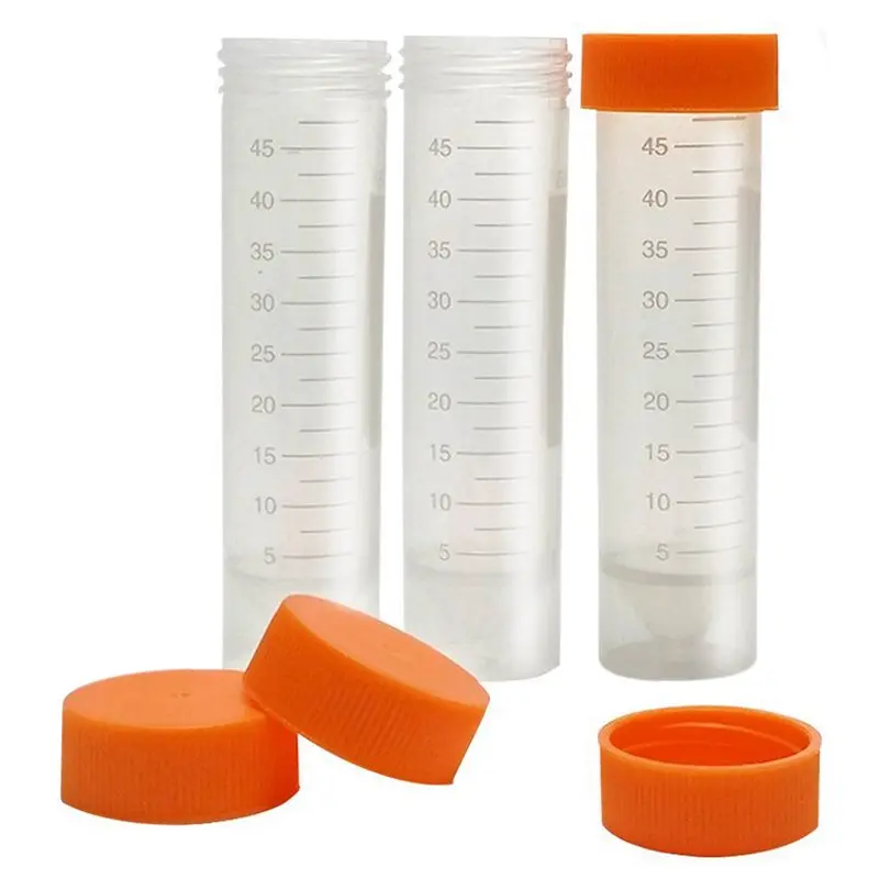 30 шт 50 мл плоская Нижняя пластиковая градуированная пробирка с винтовой