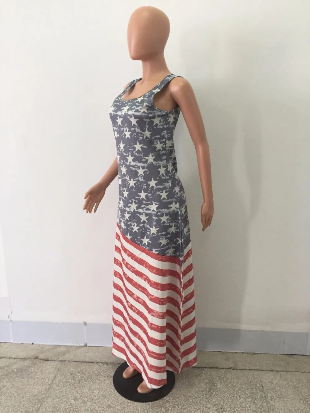 Американский флаг печати Для женщин летнее платье макси День Независимости