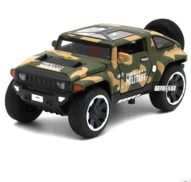 1/32 масштаб Hummer концепция Камуфляж для автомобиля литье под давлением модельные автомобили игрушки с открываемая дверь оттяните назад свет музыкальный автомобиль для детей подарок