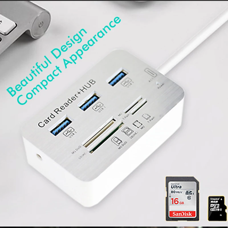 3 порта USB 0 кардридер комбо многопортовый usb адаптер с SD/MMC/M2/MS Pro Duo концентратор