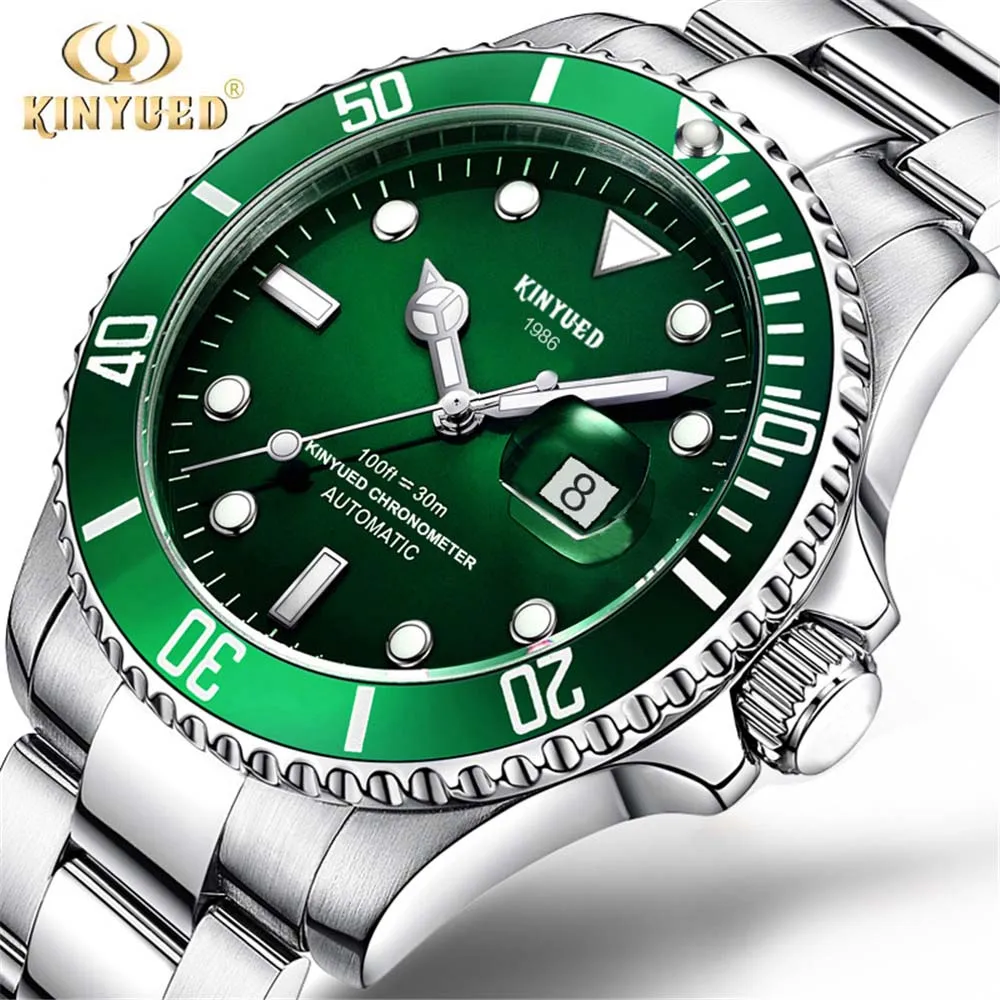 Топ класса люкс KINYUED Relogio Automatico Masculino Мужские механические часы модные водонепроницаемые бизнес подводные часы мужские часы