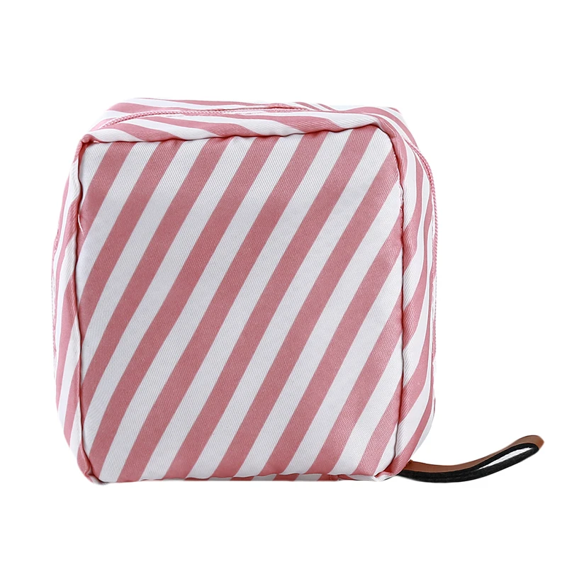 Pink stripe Портативная косметичка для путешествий, квадратная переносная маленькая сумочка для путешествий, косметичка для Хранения Туалетных принадлежностей, косметичка для красоты - Цвет: Pink stripe