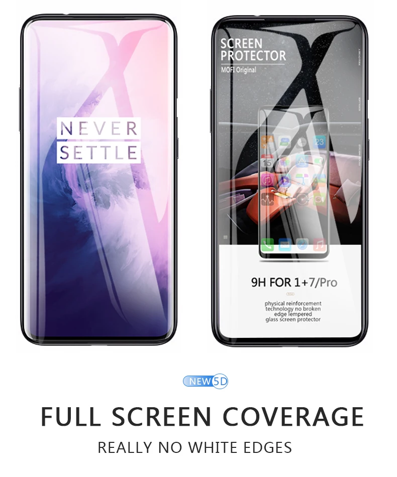 Oneplus 7 pro стекло закаленное Полное покрытие one plus 7 Защита экрана черная Передняя защитная пленка MOFi 1+ 7 стеклянная пленка