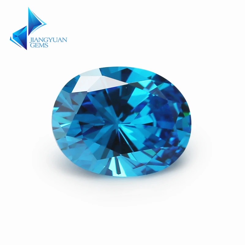 Size 2x3~13x18mm Oval Shape 5A SeaBlue CZ Stone Synthetic Gems Blue Cubic Zirconia For Jewelry
