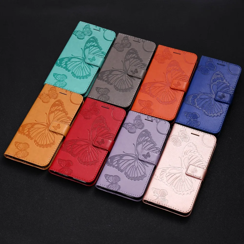 

3d butterfly embossed leather case flip wallet Stand Cover For Sony Z3 Z5 Mini XA Ultra E5 XZ E6 XA1 Ultra L1 L2 XA2 XZ2 Compact