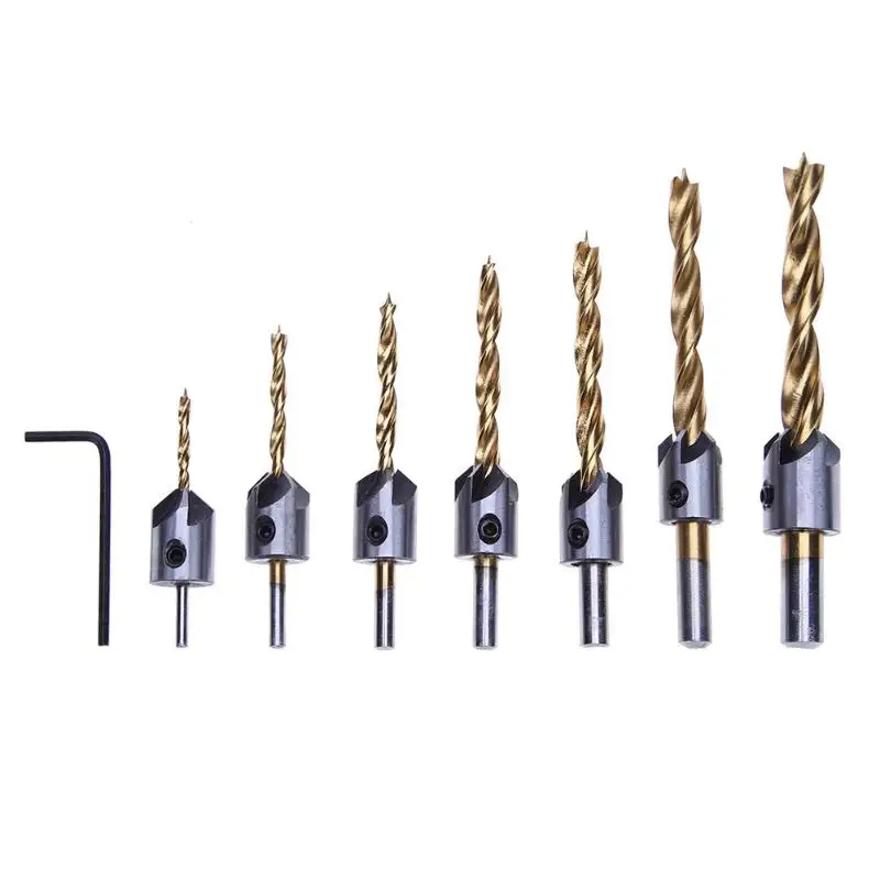 Набор сверл для зенковки комплект из 7 насадок быстрорежущей стали с 5 канавками 3