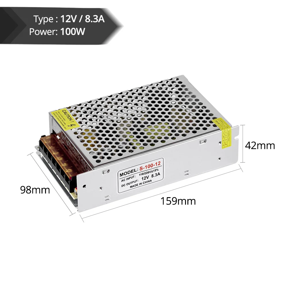AC110/220 V DC/DC 12 Питание 2A 5A 8.3A 10A Светодиодный драйвер для светодиодный полосы света